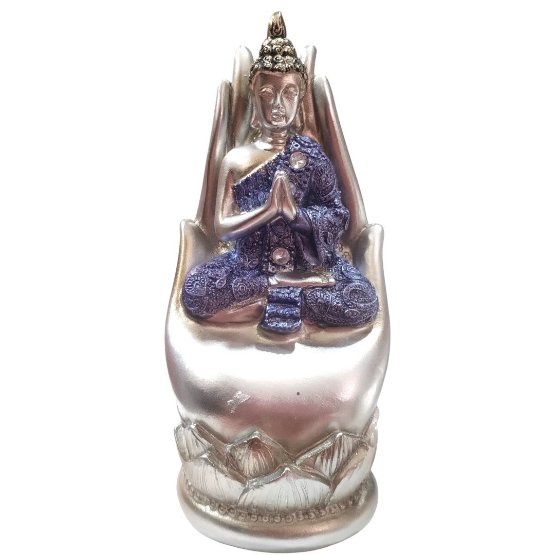 Figura Buda Azul En Mano Plateada Dokavari Chile