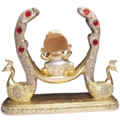 Alternative view of Estatua Ganesha Dorada Con Pavos Reales