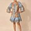 Vestido Corto de Seda Estampado Boho – Amalia