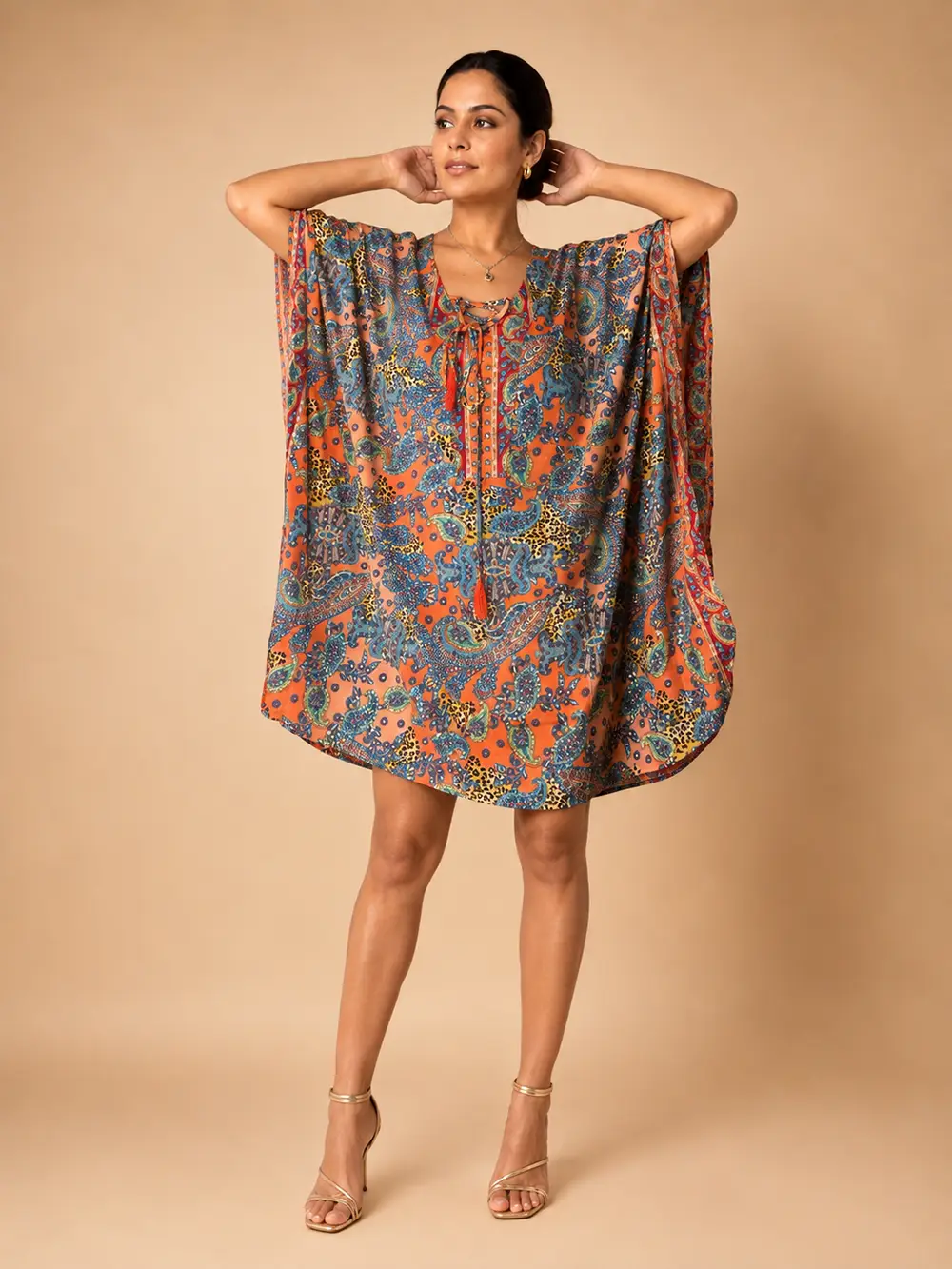 Vestido Kaftán Corto Estampado – Catalina