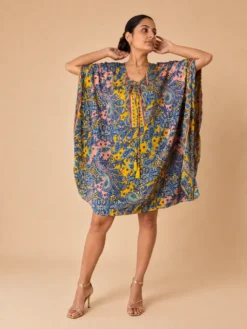 Vestido Kaftán Corto Estampado – Catalina – Amarillo