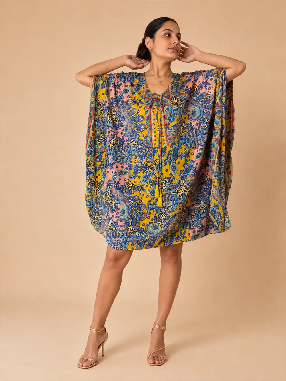 Vestido Kaftán Corto Estampado – Catalina - Imagen 2