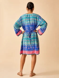 Vestido Túnica Estampado en Poly Seda – Alessia – Azul