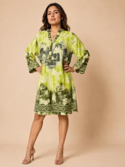 Bluson Túnica Estampado en Poly Seda – Amira – Verde