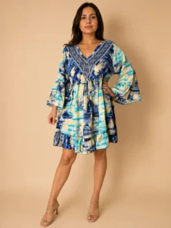 Alternative view of Vestido Corto de Seda Estampado – Valentina