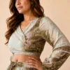 Conjunto Boho Poly Seda Top Cruzado y Falda Larga