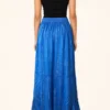 Falda Larga Boho Azul con Líneas Doradas - Imagen 3