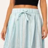 Falda Larga Boho Celeste de Algodón con Líneas Doradas - Imagen 2