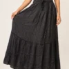 Falda Larga Boho Negra de Viscosa con Líneas Doradas - Imagen 3