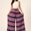 Pantalón Palazzo Boho Estampado Azul y Fucsia – Talla Única - Imagen 5