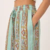 Pantalón Palazzo Boho Estampado Verde Menta – Talla Única - Imagen 5