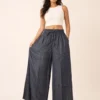 Pantalón Palazzo Negro con Líneas Doradas – Talla Única - Imagen 3