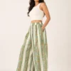 Pantalón Palazzo Boho Estampado Marfil y Verde – Talla Única - Imagen 4