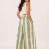 Pantalón Palazzo Boho Estampado Marfil y Verde – Talla Única - Imagen 2