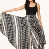 Pantalón Palazzo de Seda Negro y Blanco Extra Ancho