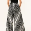 Pantalón Palazzo de Seda Negro y Blanco Extra Ancho - Imagen 3