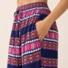 Pantalón Palazzo Boho Estampado Azul y Fucsia – Talla Única - Imagen 2