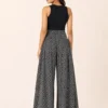 Pantalón Palazzo de Seda Negro con Microestampado Extra Ancho - Imagen 4
