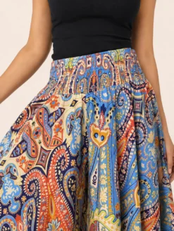 Pantalón Palazzo de Seda Multicolor Paisley Extra Ancho
