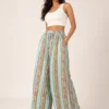 Pantalón Palazzo Boho Estampado Verde Menta – Talla Única - Imagen 3