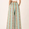 Pantalón Palazzo Boho Estampado Verde Menta – Talla Única - Imagen 2