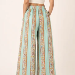 Alternative view of Pantalón Palazzo Boho Estampado Verde Menta – Talla Única