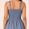 Vestido Largo Azul de Algodón con Bordado Blanco - Imagen 6