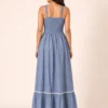 Vestido Largo Azul de Algodón con Bordado Blanco - Imagen 7