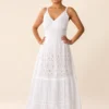 Vestido Blanco de Algodón con Bordado Inglés - Imagen 2