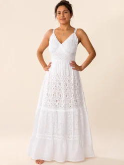 Alternative view of Vestido Blanco de Algodón con Bordado Inglés