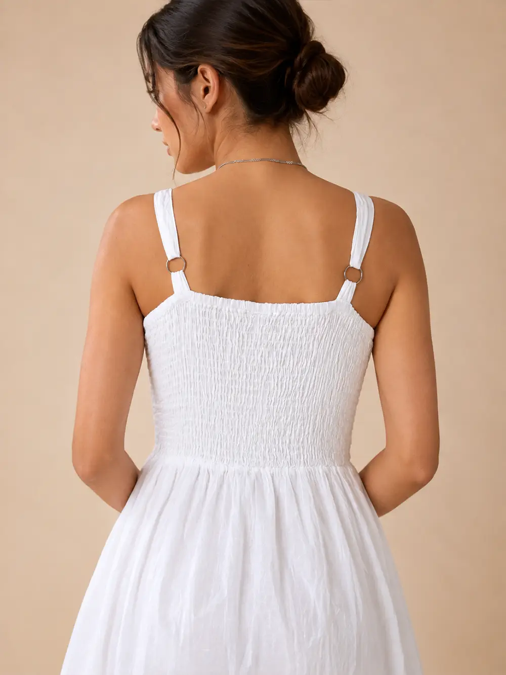 Vestido Blanco de Algodón con Bordado Inglés - Imagen 6