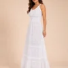 Vestido Blanco Largo Bordado con Cintura Elasticada - Imagen 4