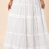 Vestido Blanco Largo Broderie con Escote V - Imagen 4