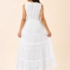 Vestido Blanco Largo Broderie con Escote V - Imagen 6