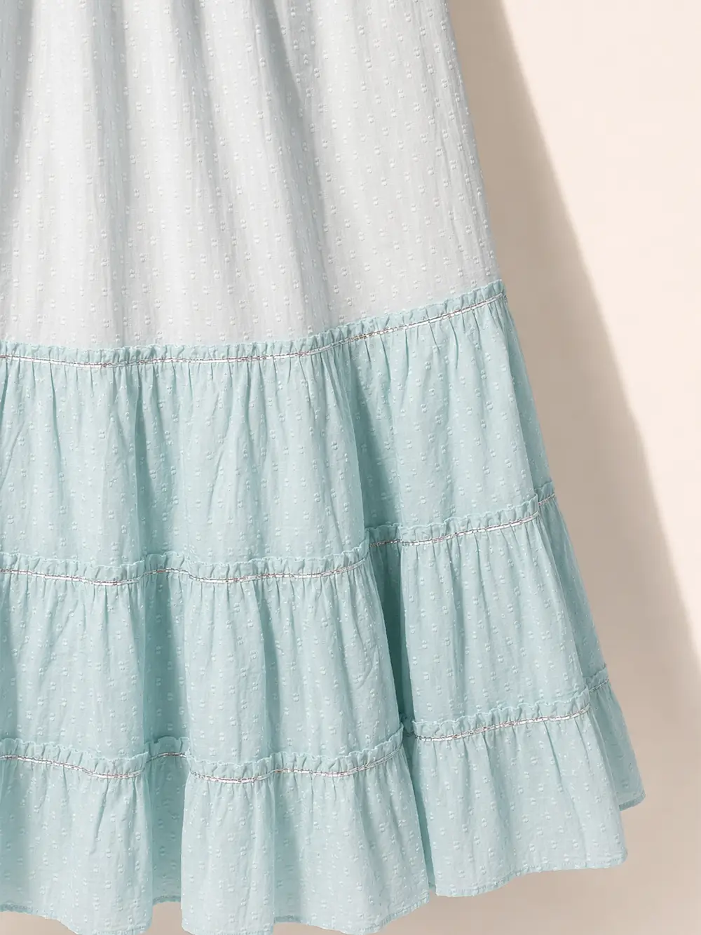 Vestido Boho Largo Celeste Bordado de Algodón - Imagen 3