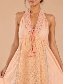 Vestido Maxi Boho Halter Durazno