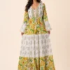 Vestido Boho Largo Estampado con Mangas Acampanadas - Imagen 4