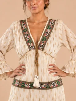 Alternative view of Vestido Maxi Boho Étnico Crudo