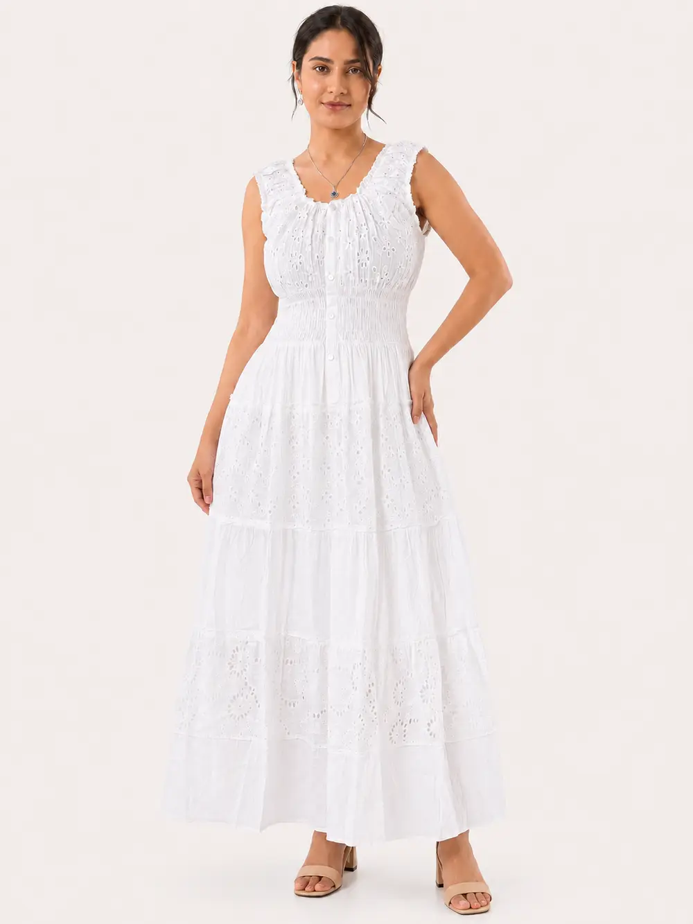 Vestido Maxi Boho Blanco Bordado – Antonella - Imagen 5