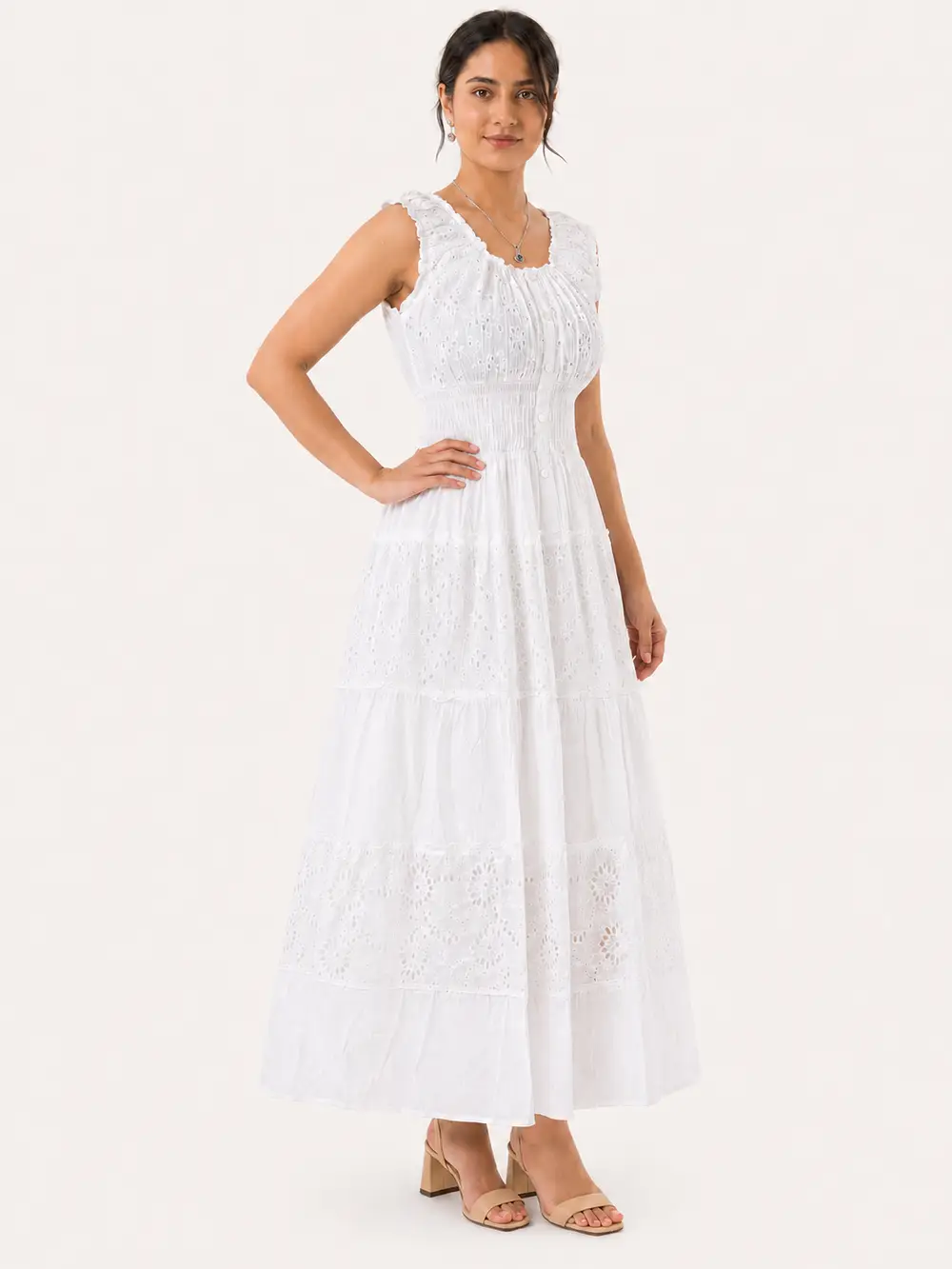 Vestido Maxi Boho Blanco Bordado – Antonella - Imagen 3