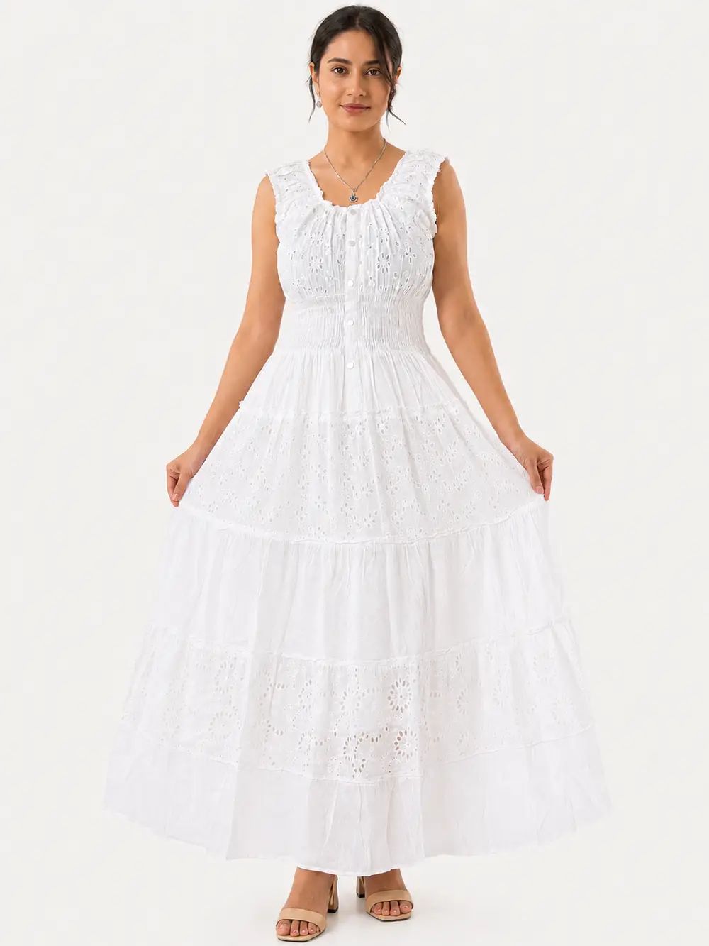 Vestido Maxi Boho Blanco Bordado – Antonella - Imagen 2