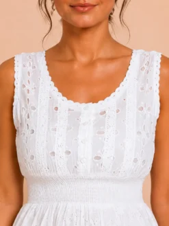 Alternative view of Vestido Largo Boho Blanco Bordado – Emilia