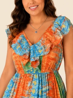 Vestido Largo Boho Poly Seda con Vuelos
