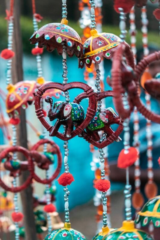 ceramic hanging decoration with elephants
