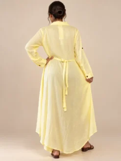 Alternative view of Vestido Camisero Midi Asimétrico de Lino Viscosa
